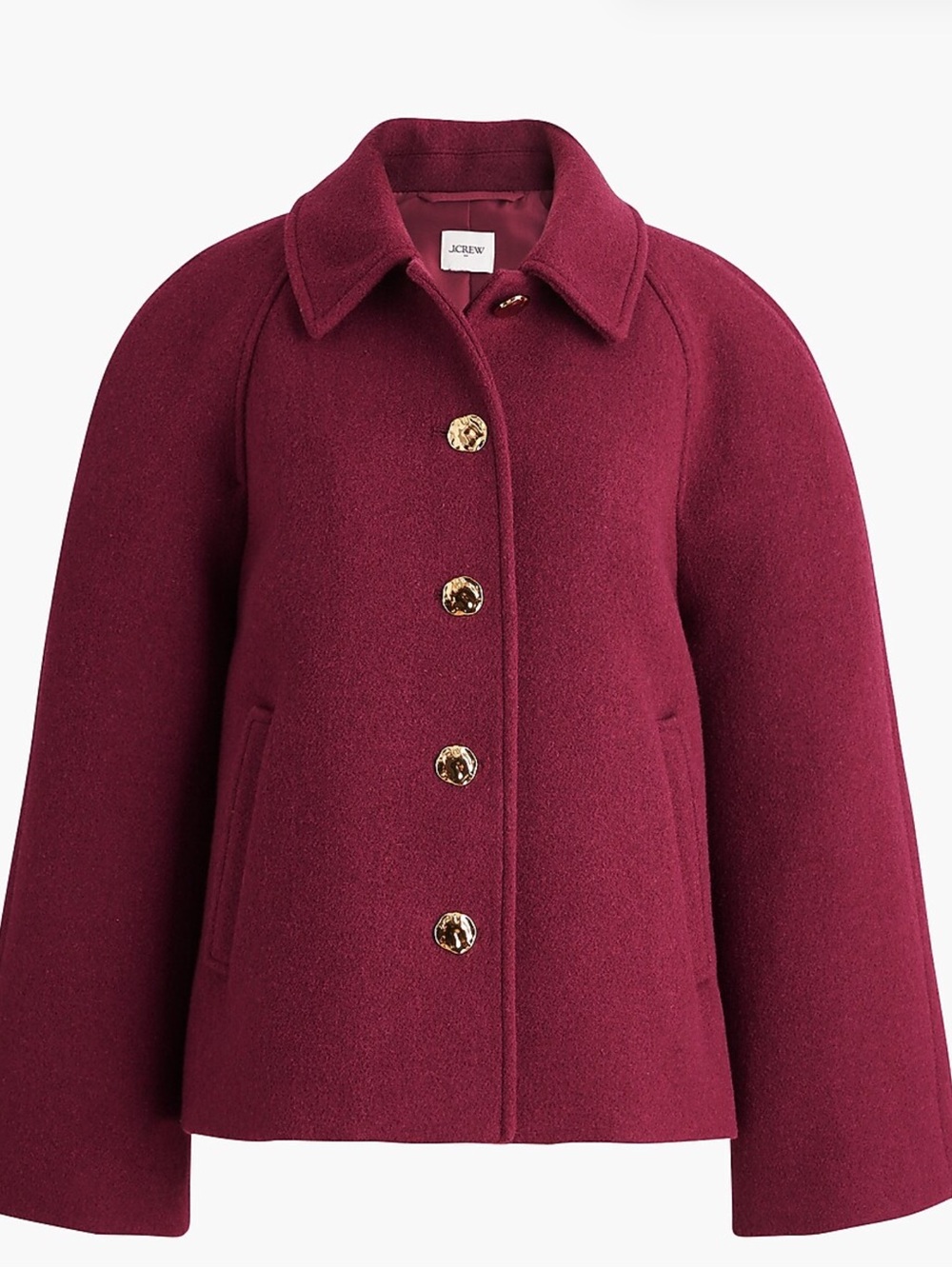 NWT J. Crew $298 Sold Out Cropped Wool-blend Swing Coat Vintage Burgundy XS